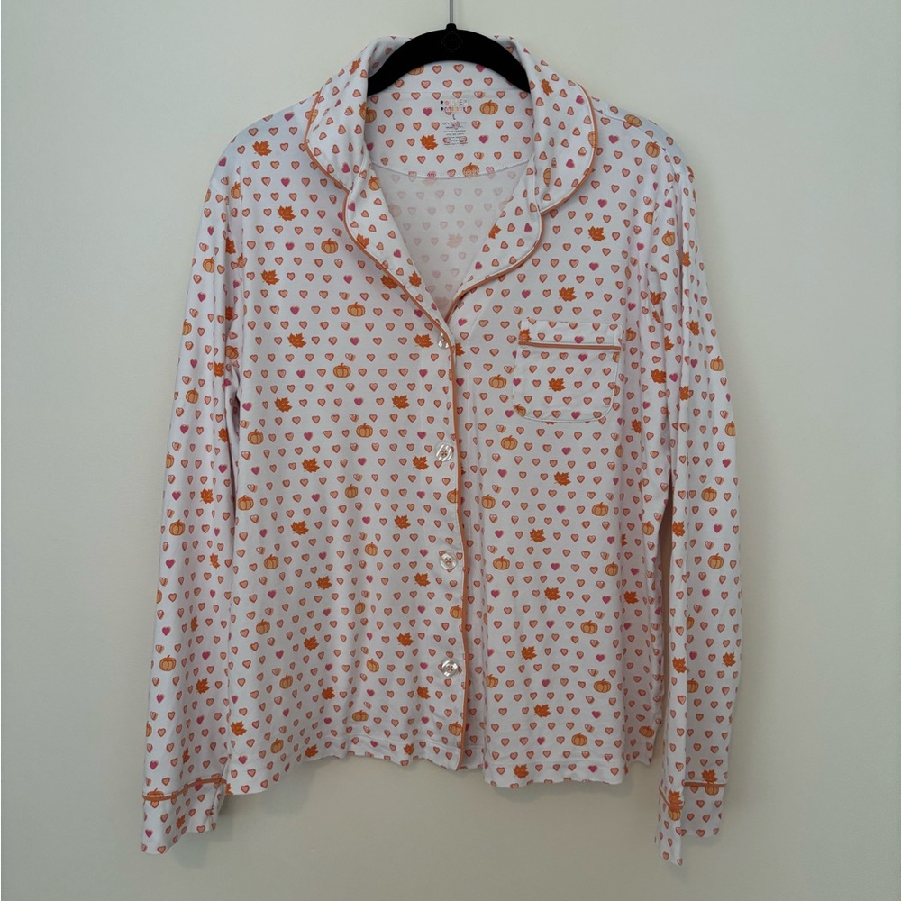 Roller Rabbit White Shirt with Orange & Pink Heart Print
